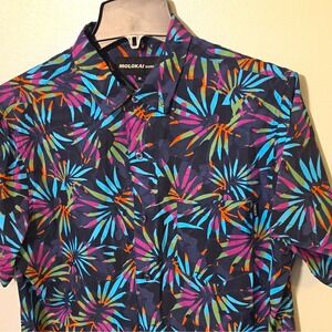 Molokai Surf Co. Men's Woven Polyester/Spandex Button-Up M Multicolor #323